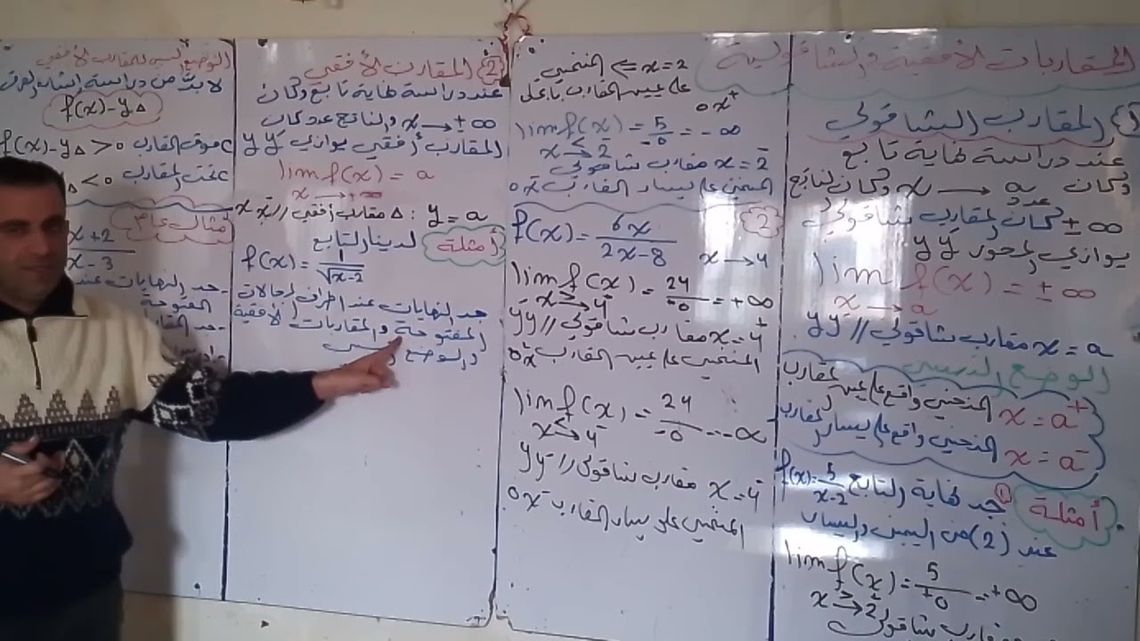 الرياضيات( حادي عشر علمي)( المقاربات الأفقية والشاقولية)