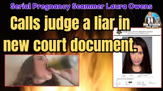 Serial Pregnancy Scammer Laura Owens calls Judge a liar in new court document.