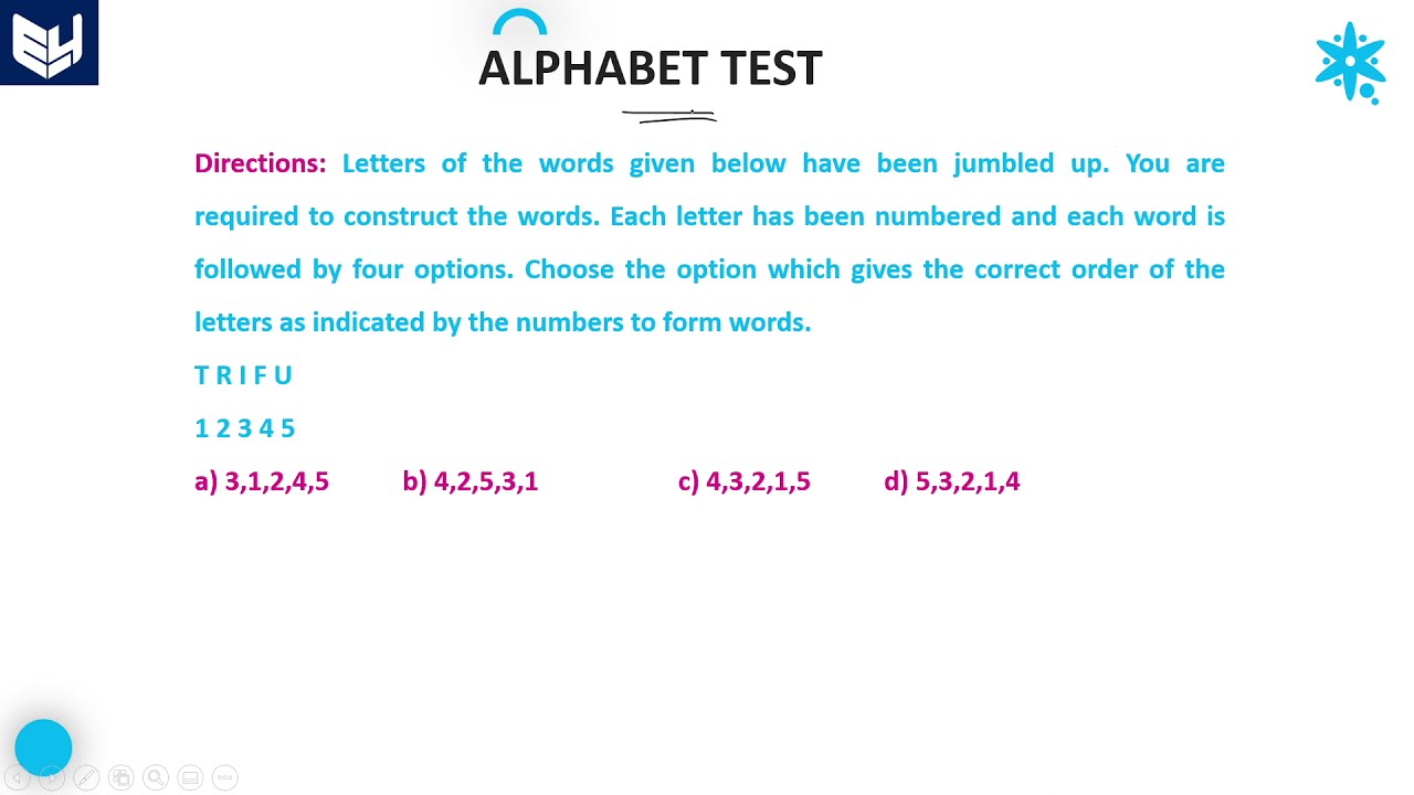 Alphabet Test | Word Formation-1 | Part-09 | Reasoning | Bharath Kumar