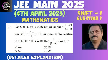 JEE-MAIN (4th April 2025) SHIFT-1 ( Ques. 1) Mathematics All 25 Questions with Detailed Explanation