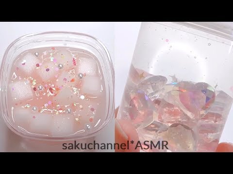 【ASMR】?ピーチナタデココスライムと?宝石スライム【音フェチ Slime 슬라임】