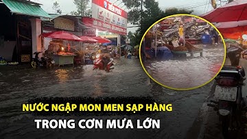 Tiểu thương ở Thủ Đức điêu đứng trong mưa lớn, nước ngập mon men sạp hàng