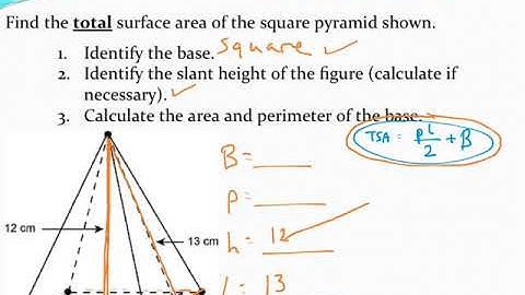 Calculating the surface area of pyramids and cones with slant height given