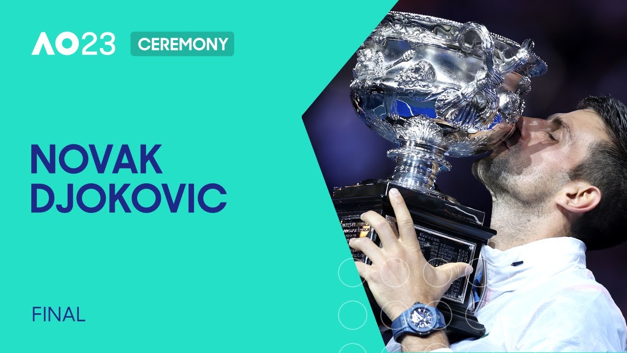 Mens Final Ceremony Novak Djokovic v Stefanos Tsitsipas Australian Open 2023