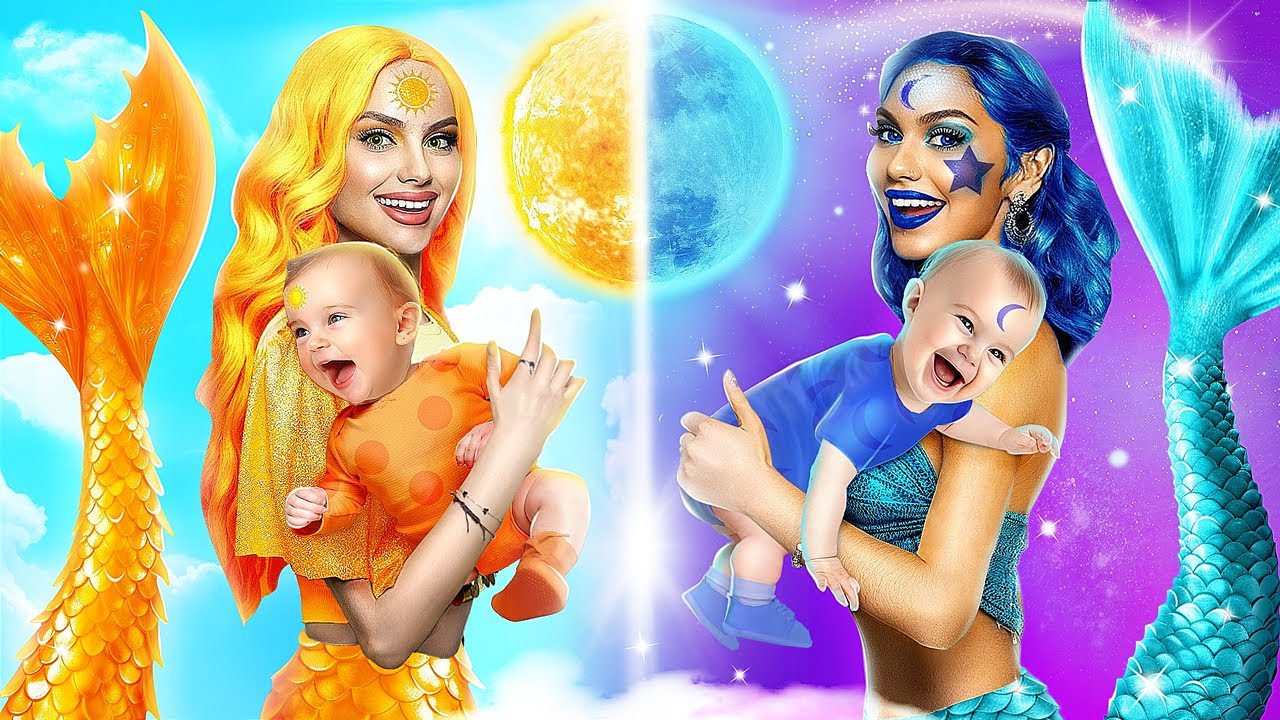 日女vs夜女！一次彩色改造挑战！如何变成美人鱼！