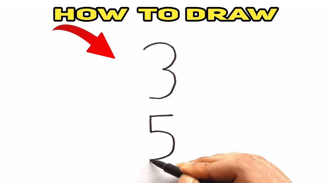How to Draw a Monkey With Number 35. Easy Animal Drawing. Monkey ...