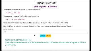 Project Euler 006 - Sum Square Difference