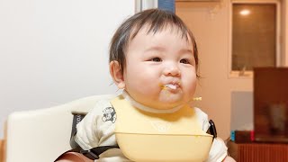 【ノーカット】生後7ヶ月が離乳食を食べるだけ〜うどんを丸ごととうもろこし味にしてやっと完食した日〜