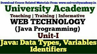 WT14:Web Technology,Java Programming for Beginner,Java Data Type, Java Variables,Java Identifier Profile