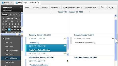 IBM Notes 9 Social Edition Use the Weekly Planner View