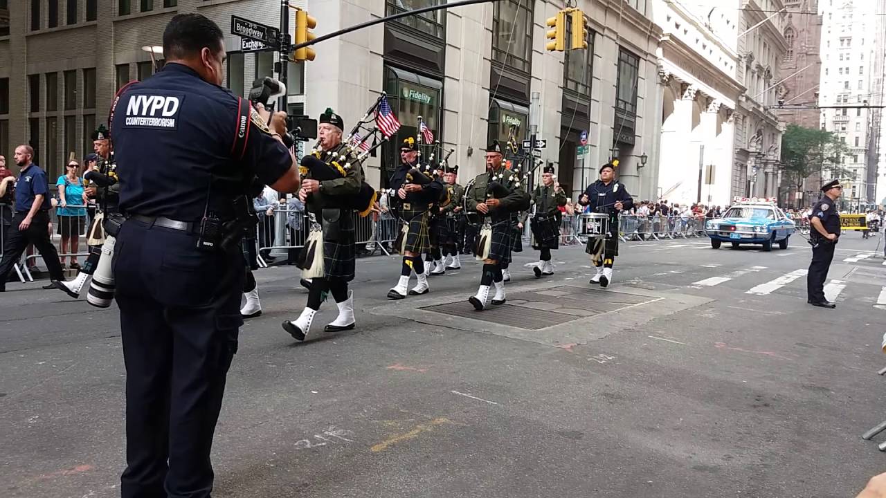 New York State Environmental Police Pipe And Band Marching In The First