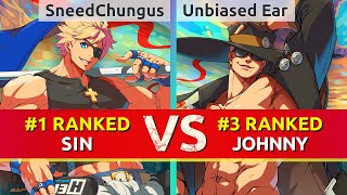 GGST ▰ SneedChungus (#1 Ranked Sin) vs Unbiased Ear (#3 Ranked Johnny). High Level Gameplay