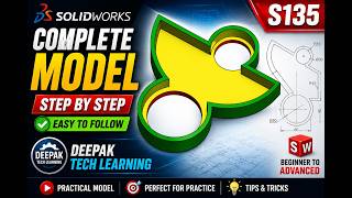 SolidWorks Tutorial S135 | Complete 3D Part Modeling Step by Step | SolidWorks Practice Exercise
