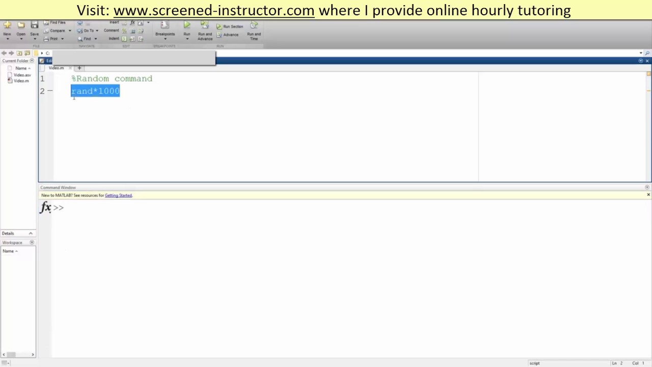 Solved 1) Write the MATLAB code to generate a random number