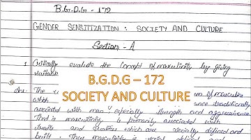 B.G.D.G. - 172, Gender sensitisation ; Society and culture, assignment IGNOU 2020-21