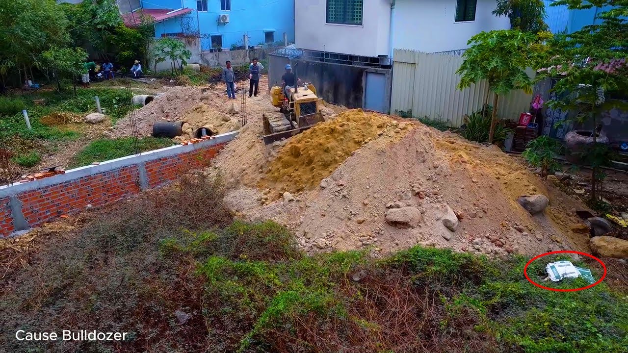 New Plan Delete Pit Forest To Fill Land In Wall Build Foundation by Small Dozer with dump truck