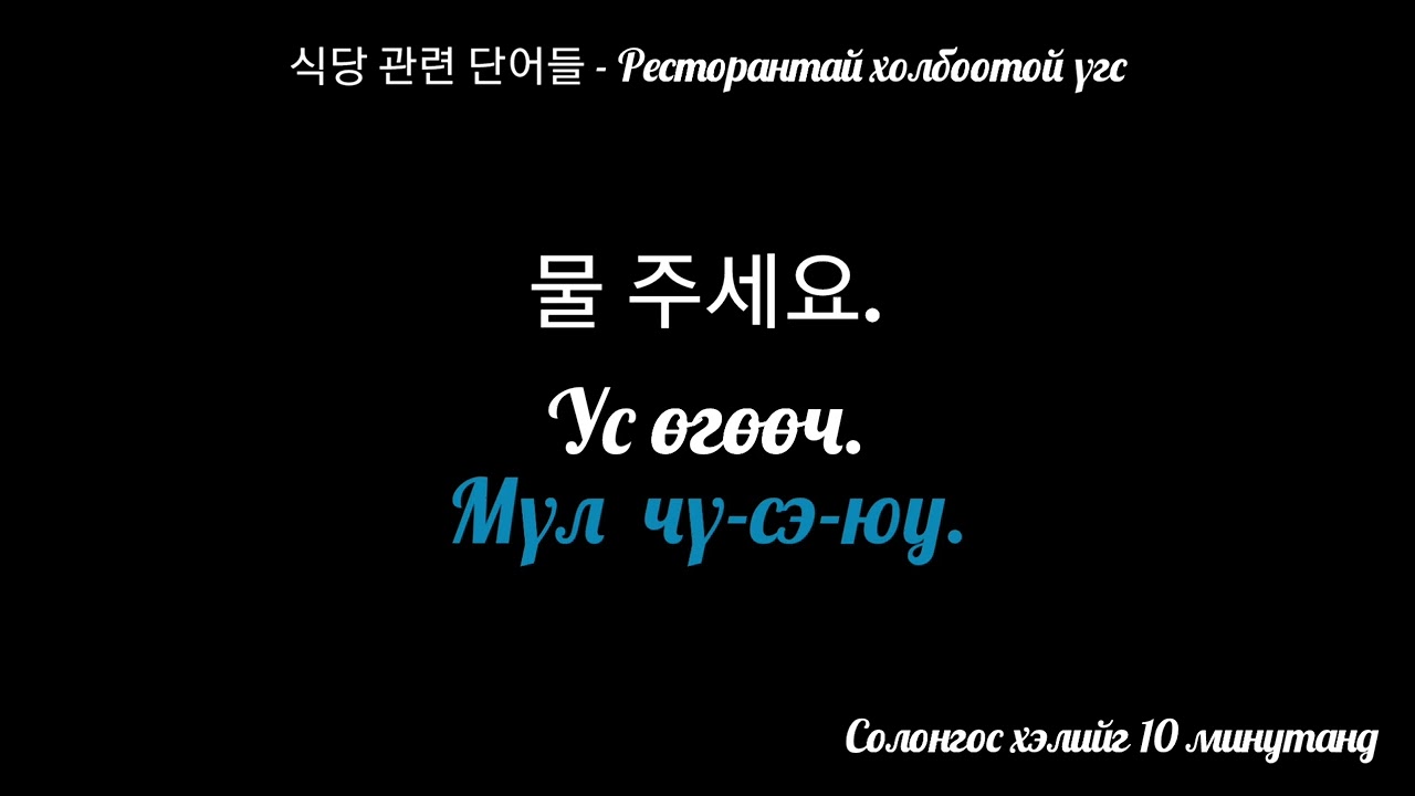 Хоолний газар хэрэглэх үгс