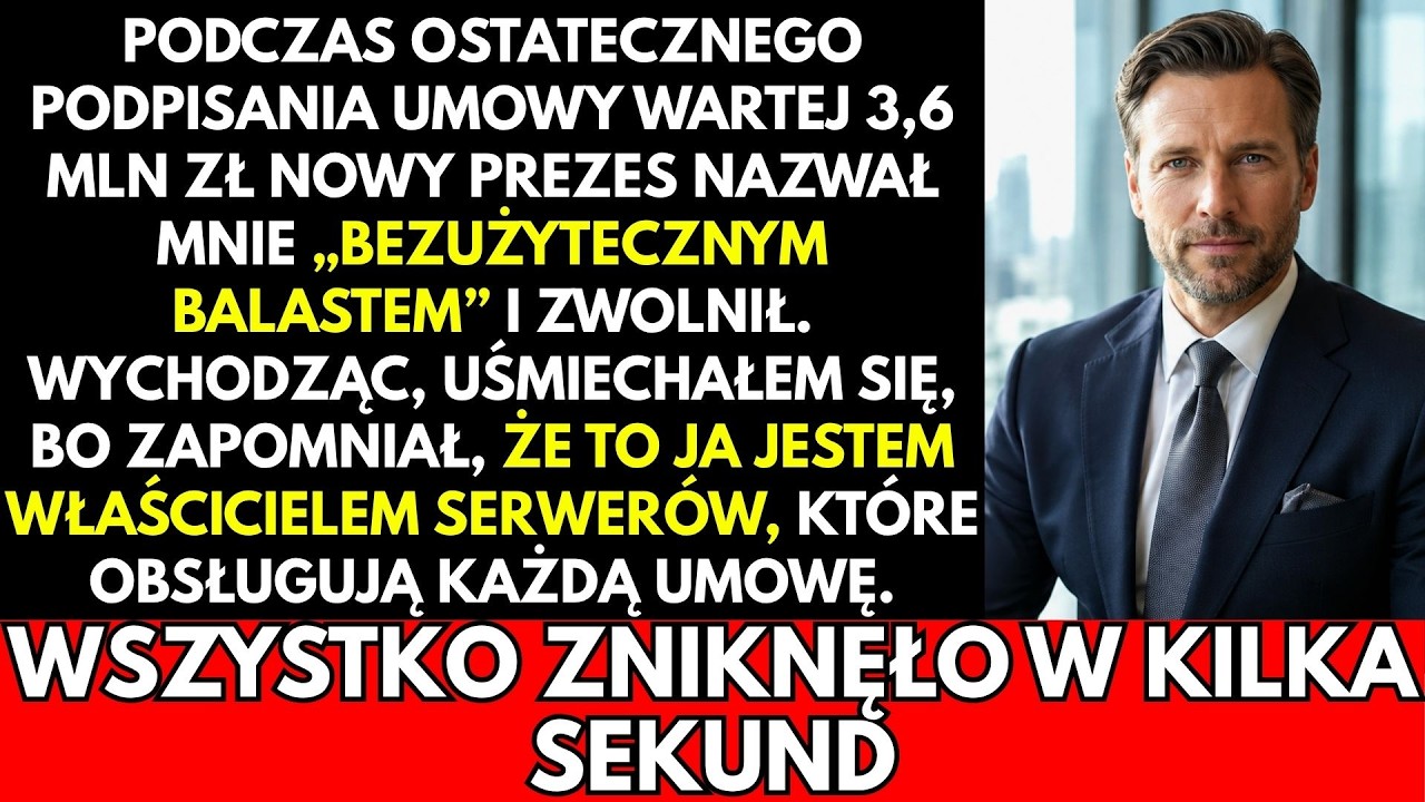 Stałem w sali konferencyjnej, gotowy do podpisania największego kontraktu w historii firmy – 3,6 miliarda złotych. Wszyscy patrzyli na dokumenty, gdy mój prezes nagle wstał i powiedział:...
