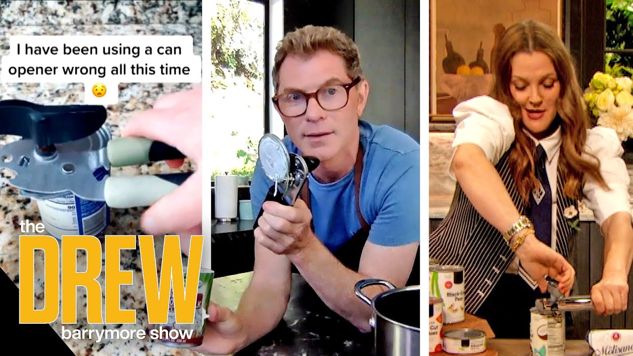 Bobby Flay and Drew Test TikTok Trends Like the Right Way to Use a Can Opener