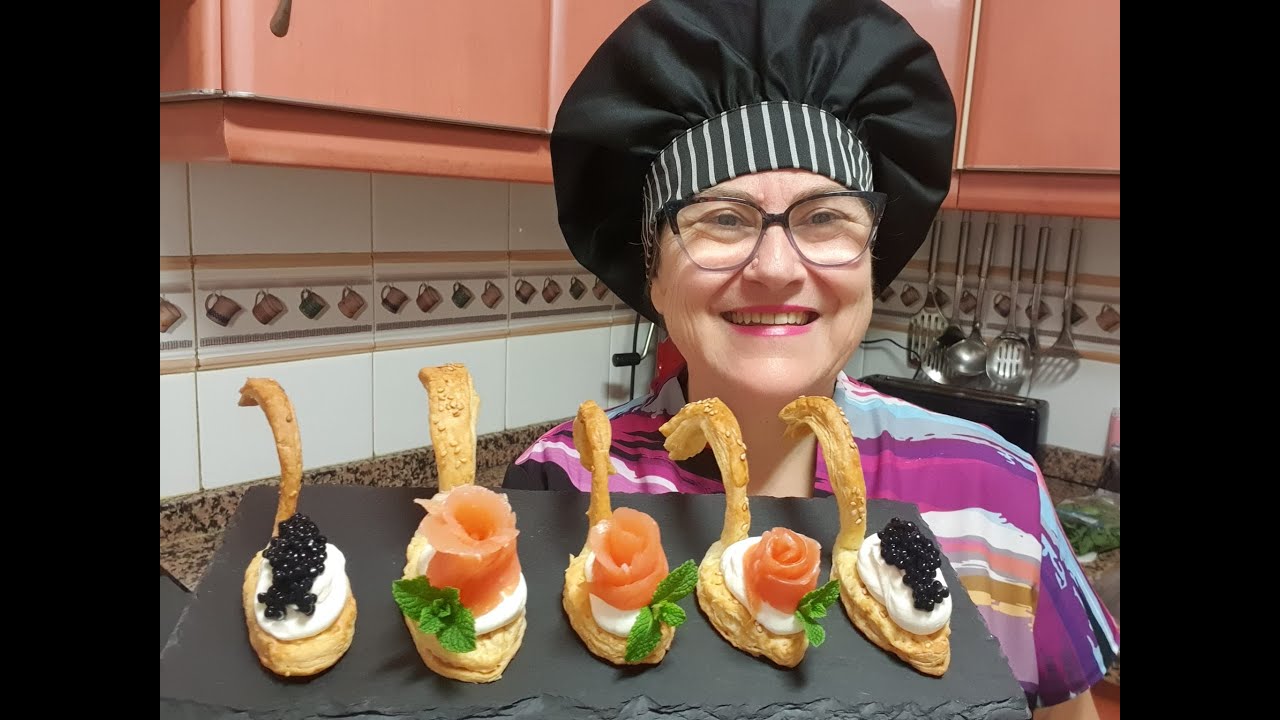 Aperitivo cucharas de hojaldre y Queso