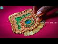 beautiful kathakali face like sleeve work using normal needle same like aari