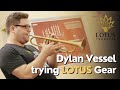 Dylan Vessel trying LOTUS gear at @ChuckLevins Washington Music Center!