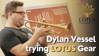 Dylan Vessel trying LOTUS gear at @ChuckLevins Washington Music Center!