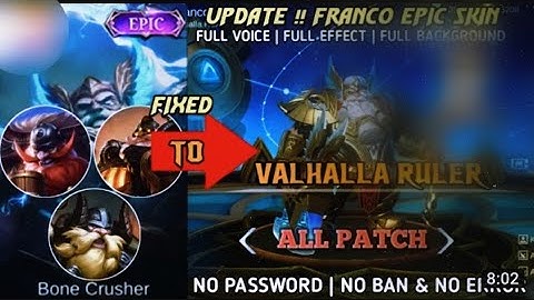 Franco Epic Valhalla ruler skin script No password/Full sound effects