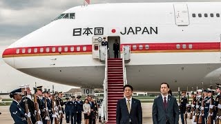 安倍首相が政府専用機でアメリカ･ワシントンに到着