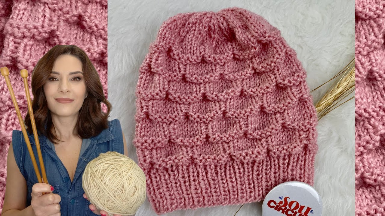 GORRO EM TRICÔ PARA BEBÊ-PONTO ONDA