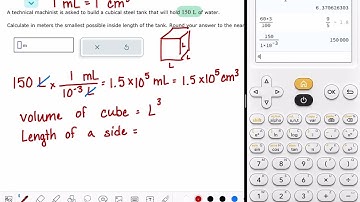 ALEKS: Finding the side length of a cube from its volume in liters