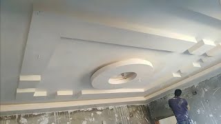 بالخطوات تركيب سقف معلق بيت نور ريسبشن مع مربع متقطع ودايرة 2020 Handmade gypsum ceiling decoration