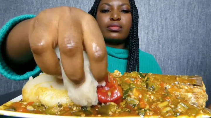 asmr mukbang fish okra soup with fufu