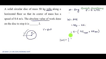 JEE MAIN 31Jan 2024 morning shift solution in English | A solid circular disc of mass 50 kg rolls al