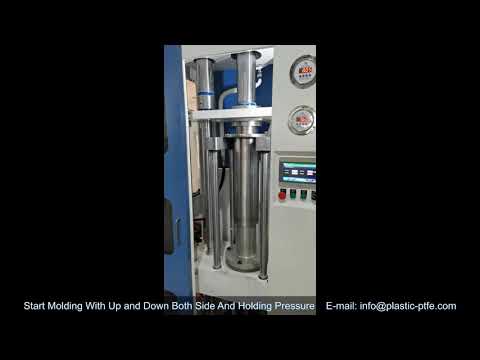 semi-auto PTFE bush moulding machine for nonfree flow powder - YouTube