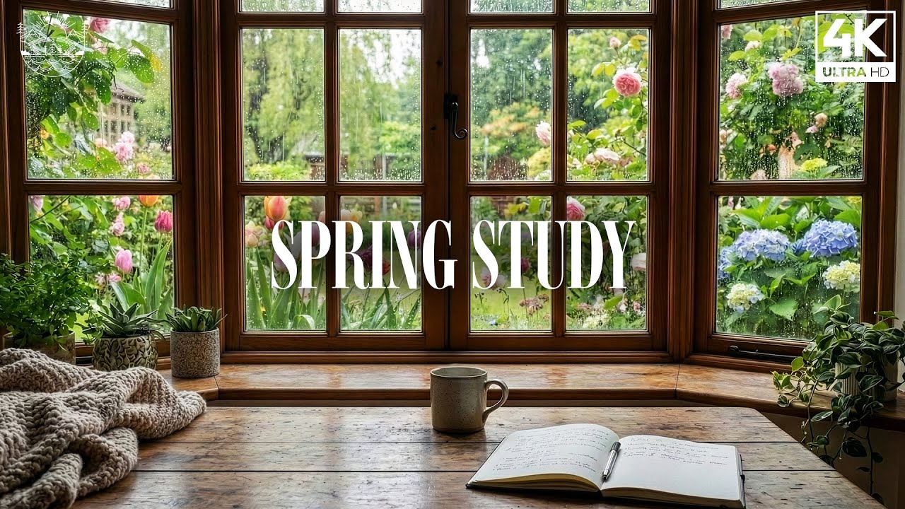 Spring Rain Window 🌸 Calm Jazz & Soft Rain for Focus, Reading & Reset