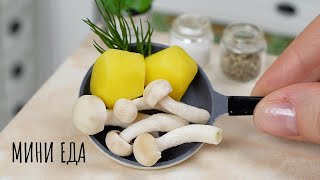 Шок! 😱 Самые Крошечные Грибы в Мире 🥔🍄  Готовлю Жареную Картошку с Грибами на Мини Кухне  🤩