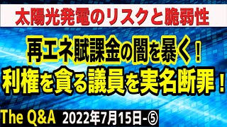 再エネ賦課金の闇…利権の構造・問題議員を実名断罪＆太陽光発電のリスクと脆弱性　⑤【The Q&A】7/15