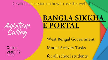 Banglar Sikkha E Portal: West Bengal Govt- Model Activity Tasks for all School Students