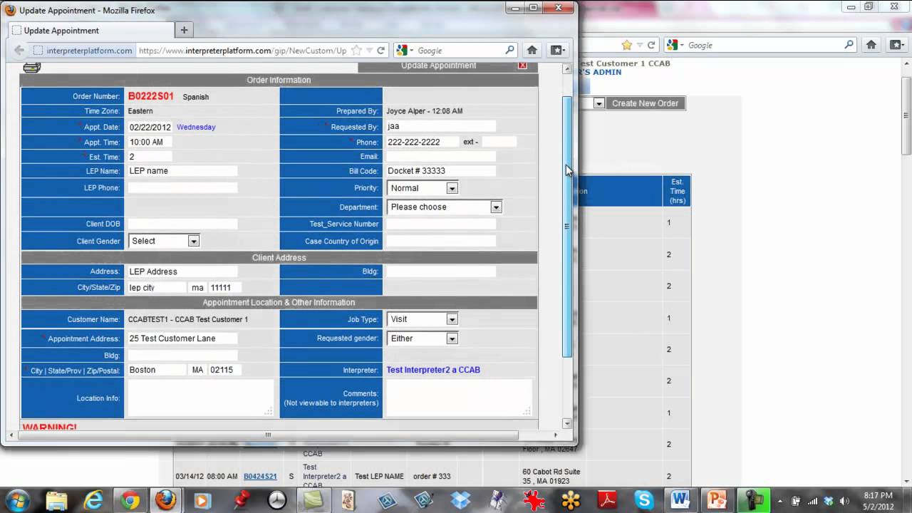 Search for an appointment