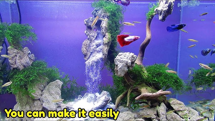 Fish Tank Decoration Ideas, Artificial grass in Aquarium