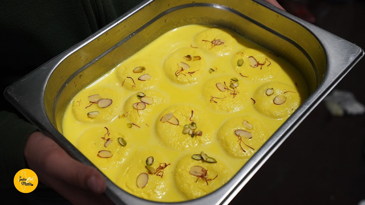 Huge Kesar Rasmalai Factory Making At Kays Lovely l Ludhiana Street Food | INDIA EAT MANIA