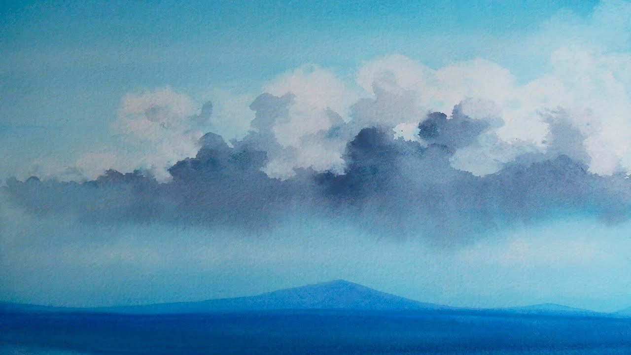 CÓMO PINTAR CON ACUARELA. Cap. 3. Húmedo sobre húmedo. PAISAJE CON NUBE.
