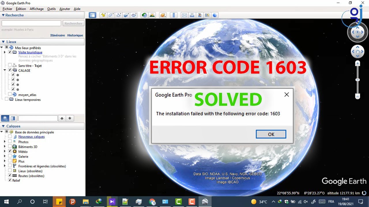 google earth pro free download error 1603 installing