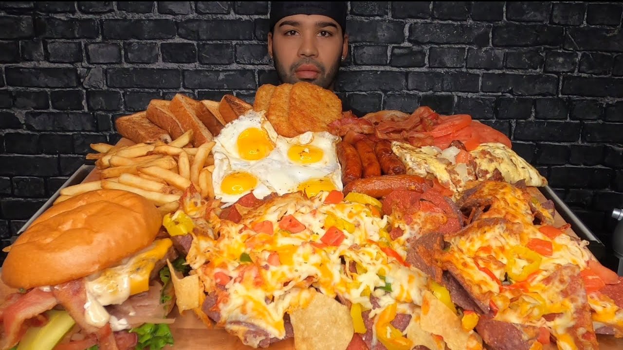 (ASMR NO TALKING) ULTIMATE HANGOVER BREAKFAST MUKBANG