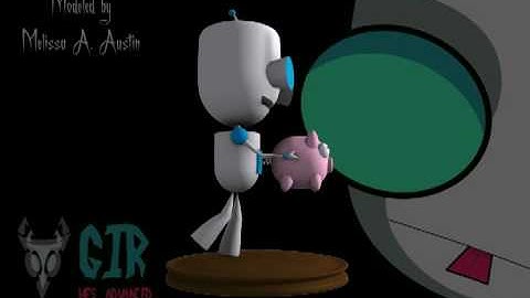 Invader Zim - Gir Holding Piggy 3D Model