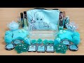 MINT SLIME Mixing makeup and glitter into Clear Slime Satisfying Slime Videos