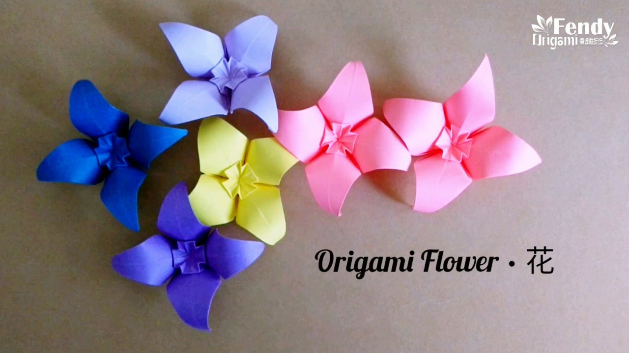 Origami 4Petal Flower/ Paper Flower 折纸花 YouTube