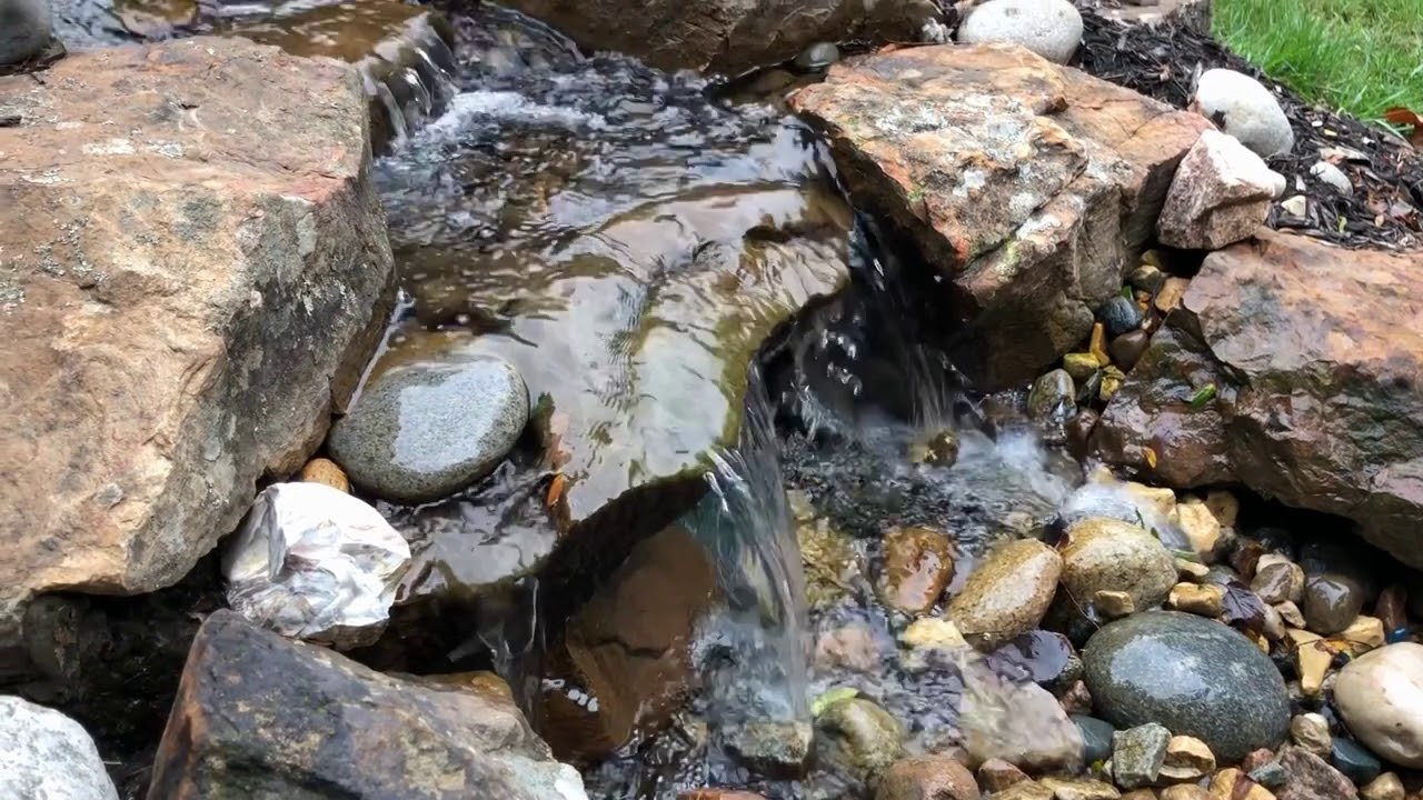 Small pondless waterfall with fountain - perfect compact patio!