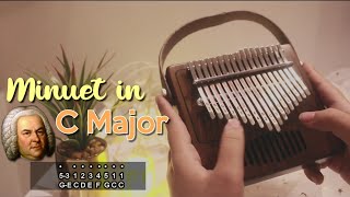 Video thumbnail of "Bach - Minuet in C Major | Kalimba Cover with Tabs ♡"